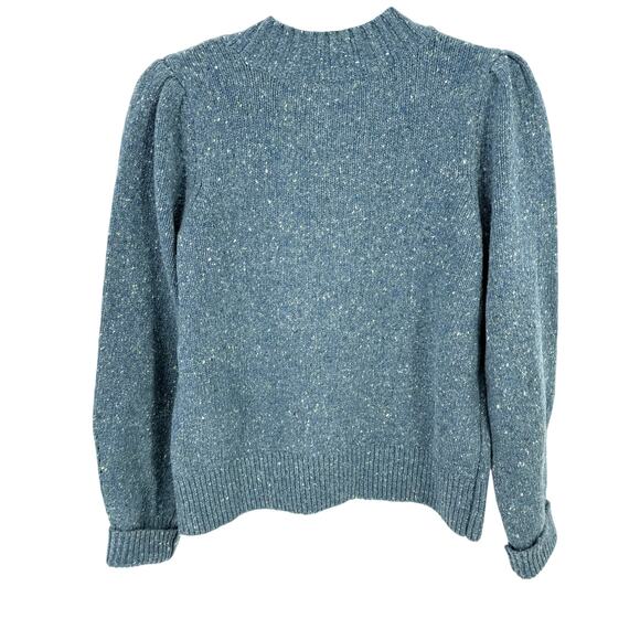 Faherty Boone Merino Wool Alpaca Sweater Womens Sz Medium Puff Shoulder Green